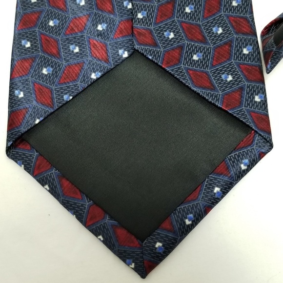 Geoffrey Beene Silk Tie Geometric Blue Red - Picture 4 of 7